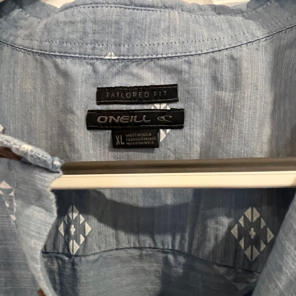 O'Neill Blue Patterned Tailored For Button-Down Shirt - Picture 2 of 3